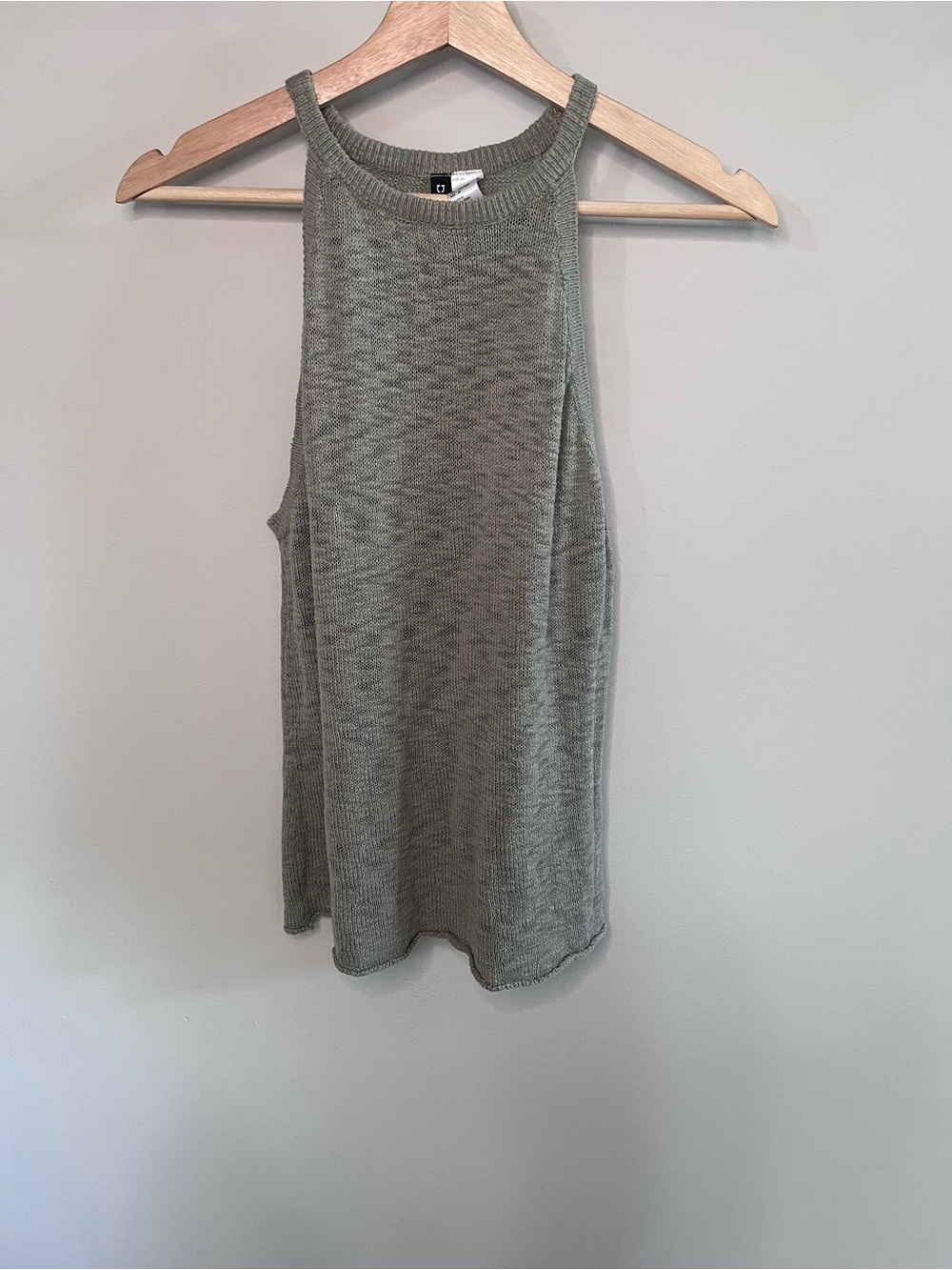 H&M Divided Sage Green Marled Knit High Neck Halter Tank Top Medium